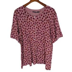 Gudrun Sjoden Size XL Pink Red Visby Cardigan Short Sleeve Organic Cotton New